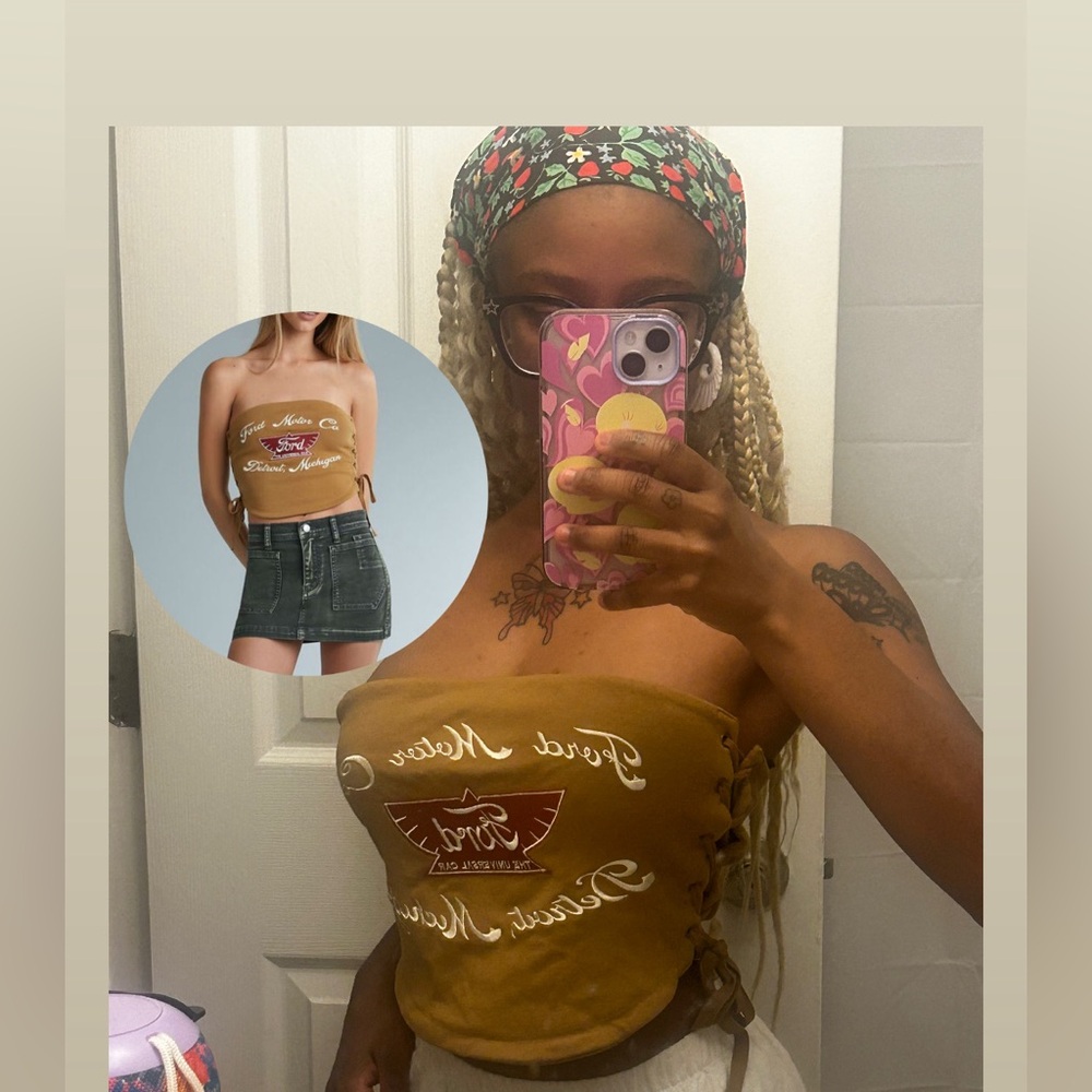 F21 x FORD lace up tube top